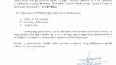Ogłoszenie o zamknięciu do odwołania Punktów Selektywnej Zbiórki Odpadów