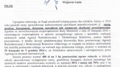 Informacja o uruchomieniu pomocy dla rolników, którzy w 2016 roku ponieśli straty spowodowane niekorzystnymi zjawiskami atmosferycznymi