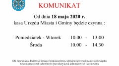 Kasa Urzędu Miasta i Gminy czynna