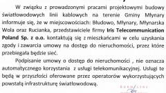 Informcja o prowadzonych pracach projektowych dotyczących budowy sieci szerokopasmowej na terenie Gminy Młynary