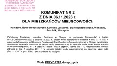 Komunikat Państwowego Powiatowego Inspektora Sanitarnego o przydatności wody do spożycia.