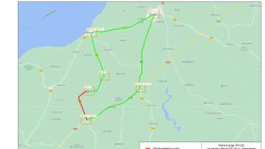 Objazd na czas zamknięcia odcinka drogi DW 505. Przewidywany termin wprowadzenia schematu od dnia 07.11.2022 r.