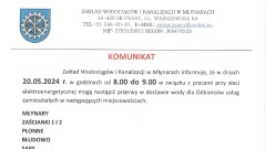 Przerwa w dostawie wody w dniu 20.05.2024 r.