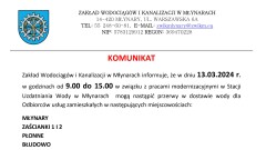 Uwaga! Możliwa przerwa w dostawie wody.