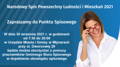 W dniu 30 września 2021 r. w godzinach od 7:30 do 20:00 czynny będzie Punkt Spisowy