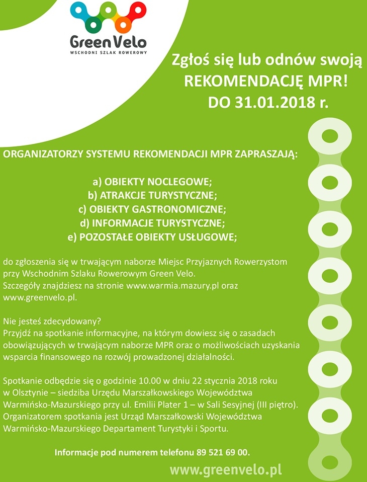 Zgłoś się lub odnów swoją REKOMENDACJĘ MPR! Do 31.01.2018 r.