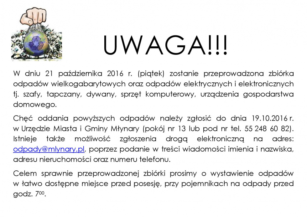 Zbiórka odpadów wielkogabarytowych oraz elektrycznych i elektronicznych