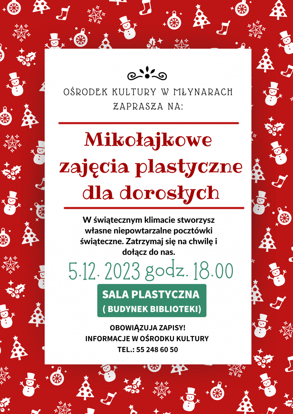 Mikołajkowe warsztaty plastyczne dla dorosłych.