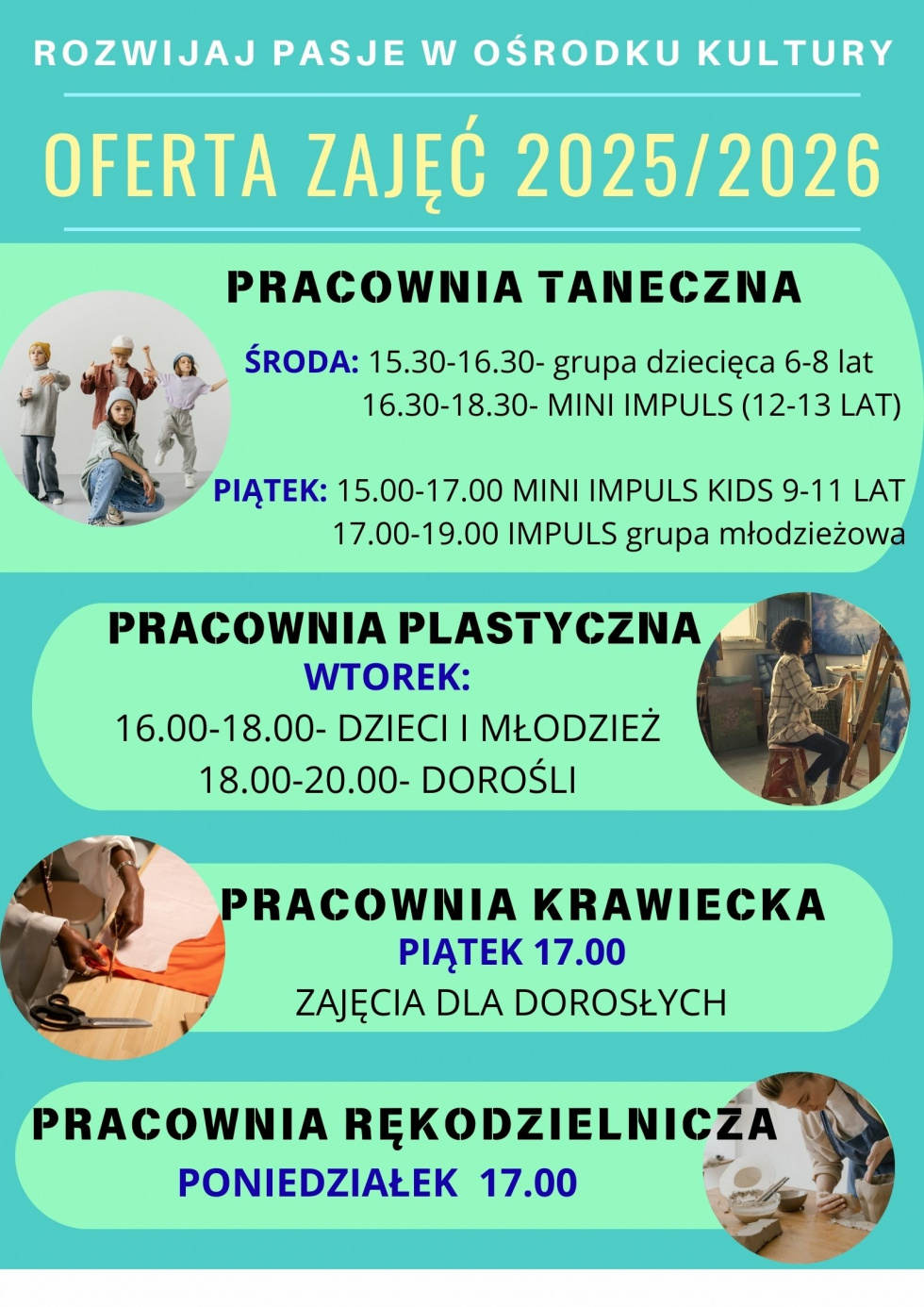 Oferta zajęć stałych w Ośrodku Kultury na rok 2025/2026