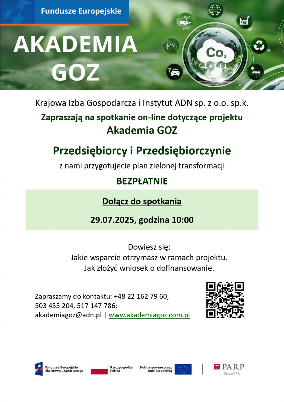 Zapraszają na spotkanie on-line dotyczące projektu Akademia GOZ