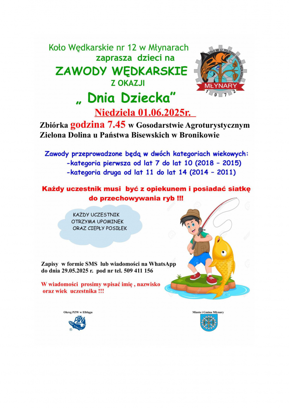 Zawody Wędkarskie z okazji Dnia Dziecka.